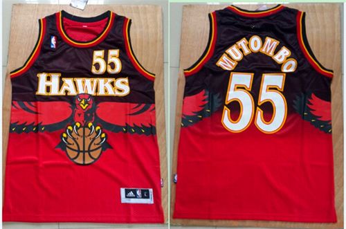 Hawks #55 Dikembe Mutombo Red Throwback Stitched NBA Jersey Hawks #55 Dikembe Mutombo Red Throwback Stitched NBA Jersey