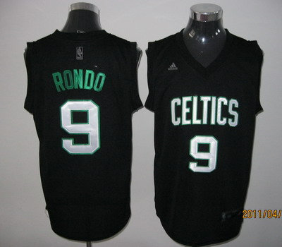 Boston Celtics 9 Rajon Rondo black Green name Jersey Boston Celtics 9 Rajon Rondo black Green name Jersey