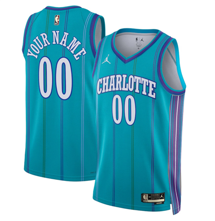 Men's Charlotte Hornets Active Player Custom Teal 2023 24 Classic Edition Stitched Basketball Jersey