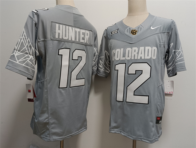 Men's Colorado Buffaloes #12 Travis Hunter Grey With XII Patch 2024 F.U.S.E Stitched Football Jersey Men's Colorado Buffaloes #12 Travis Hunter Grey With XII Patch 2024 F.U.S.E Stitched Football Jersey