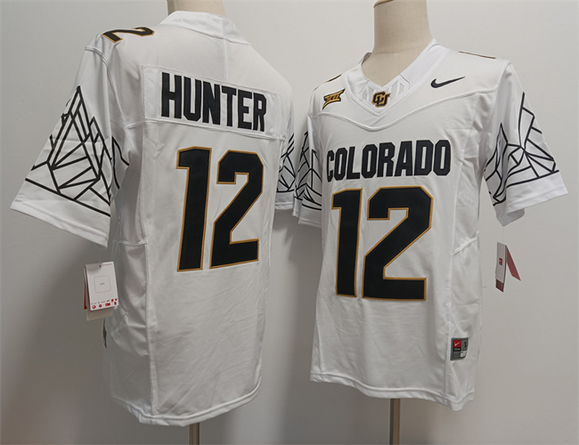 Men's Colorado Buffaloes #12 Travis Hunter White 2024 With Big 12 XII Patch 2024 F.U.S.E Stitched Football Jersey Men's Colorado Buffaloes #12 Travis Hunter White 2024 With Big 12 XII Patch 2024 F.U.S.E Stitched Football Jersey