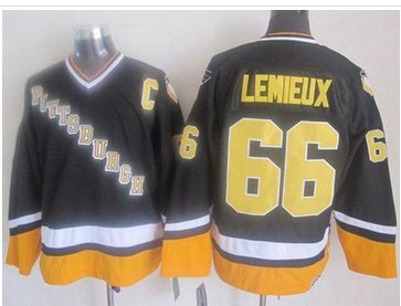 Pittsburgh Penguins #66 Mario Lemieux BlackYellow CCM Throwback Stitched NHL Jersey Pittsburgh Penguins #66 Mario Lemieux BlackYellow CCM Throwback Stitched NHL Jersey