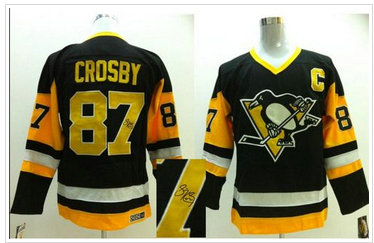 Pittsburgh Penguins #87 Sidney Crosby Black CCM Throwback Autographed Stitched NHL Jersey Pittsburgh Penguins #87 Sidney Crosby Black CCM Throwback Autographed Stitched NHL Jersey