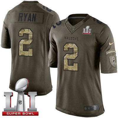 Nike Falcons #2 Matt Ryan Green Super Bowl LI 51 Men's Stitched NFL Limited Salute To Service Jersey Nike Falcons #2 Matt Ryan Green Super Bowl LI 51 Men's Stitched NFL Limited Salute To Service Jersey