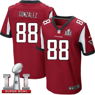 Nike Falcons #88 Tony Gonzalez Red Team Color Super Bowl LI 51 Men's Stitched NFL Elite Jersey Nike Falcons #88 Tony Gonzalez Red Team Color Super Bowl LI 51 Men's Stitched NFL Elite Jersey