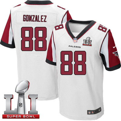 Nike Falcons #88 Tony Gonzalez White Super Bowl LI 51 Men's Stitched NFL Elite Jersey Nike Falcons #88 Tony Gonzalez White Super Bowl LI 51 Men's Stitched NFL Elite Jersey