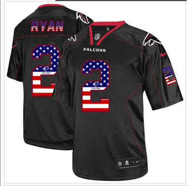 NEW Atlanta Falcons #2 Matt Ryan Black NFL Elite USA Flag Fashion Jersey