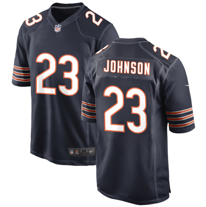 Men's Chicago Bears #23 Roschon Johnson Navy Stitched Game Jersey Men's Chicago Bears #23 Roschon Johnson Navy Stitched Game Jersey