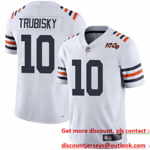 Bears #10 Mitchell Trubisky White Alternate Men's Stitched Football Vapor Untouchable Limited 100th Season Jersey