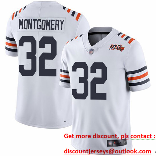 Bears #32 David Montgomery White Alternate Men's Stitched Football Vapor Untouchable Limited 100th Season Jersey