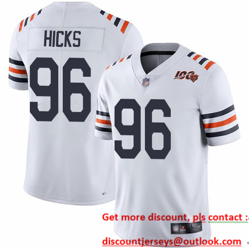 Bears #96 Akiem Hicks White Alternate Men's Stitched Football Vapor Untouchable Limited 100th Season Jersey Bears #96 Akiem Hicks White Alternate Men's Stitched Football Vapor Untouchable Limited 100th Season Jersey