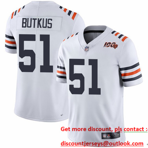 Bears #51 Dick Butkus White Alternate Men's Stitched Football Vapor Untouchable Limited 100th Season Jersey