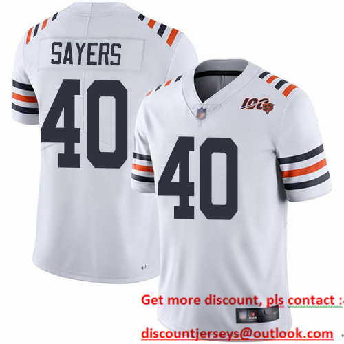 Bears #40 Gale Sayers White Alternate Men's Stitched Football Vapor Untouchable Limited 100th Season Jersey