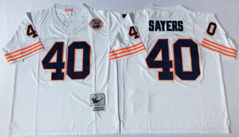 Mitchell&Ness Bears #40 Gale Sayers Throwback Men's White Throwback Stitched NFL Jerseys
