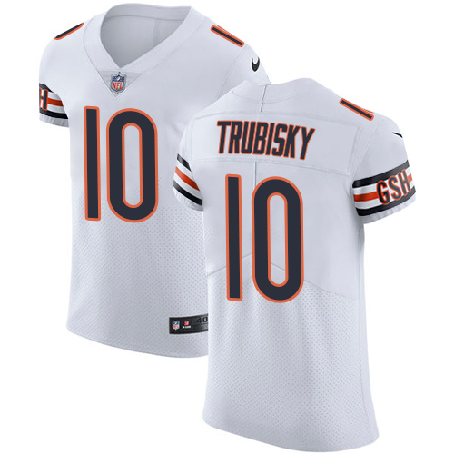 Nike Bears #10 Mitchell Trubisky White Men's Stitched NFL Vapor Untouchable Elite Jersey Nike Bears #10 Mitchell Trubisky White Men's Stitched NFL Vapor Untouchable Elite Jersey