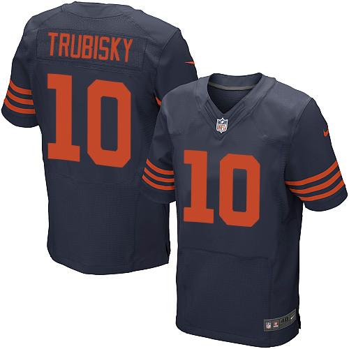 Nike Bears #10 Mitchell Trubisky Navy Blue Men's Stitched NFL 1940s Throwback Elite Jersey