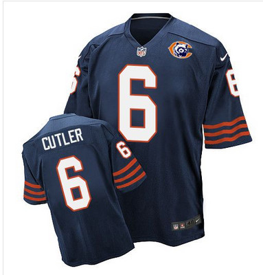 Nike Bears #6 Jay Cutler Navy Blue Throwback Men's Stitched NFL Elite Jersey Nike Bears #6 Jay Cutler Navy Blue Throwback Men's Stitched NFL Elite Jersey