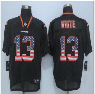 New Chicago Bears #13 Kevin White Black Men's Stitched NFL Elite USA Flag Fashion Jersey