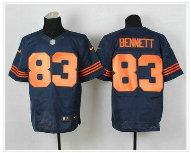 Chicago Bears #83 Martellus Bennett Navy Blue 1940s Throwback NFL Elite Jersey