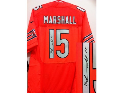 NEW NFL Chicago Bears #15 Brandon Marshall Orange Jerseys(Signed Elite)