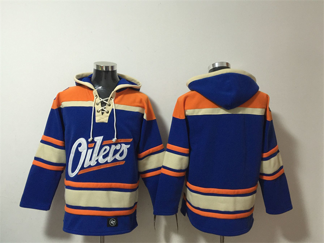 Men's Edmonton Oilers #29 Leon Draisaitl Blue Lace-Up Pullover Hoodie Men's Edmonton Oilers #29 Leon Draisaitl Blue Lace-Up Pullover Hoodie