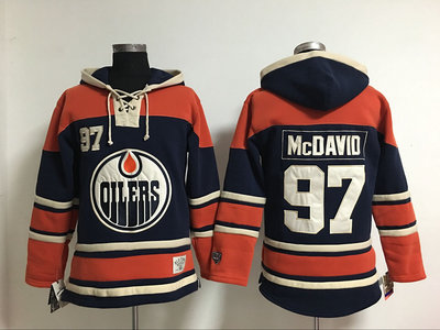 Edmonton Oilers #97 Connor McDavid Light dark Blue Stitched NHL Hoodie Edmonton Oilers #97 Connor McDavid Light dark Blue Stitched NHL Hoodie