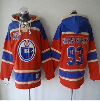 Edmonton Oilers #93 Ryan Nugent-Hopkins Orange Sawyer Hooded Sweatshirt Stitched NHL Jersey Edmonton Oilers #93 Ryan Nugent-Hopkins Orange Sawyer Hooded Sweatshirt Stitched NHL Jersey