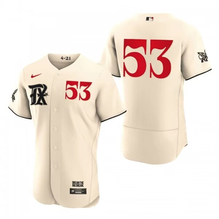 Men's Texas Rangers #53 Adolis García Cream 2023 City Connect Flex Base Stitched Baseball Jersey Men's Texas Rangers #53 Adolis García Cream 2023 City Connect Flex Base Stitched Baseball Jersey