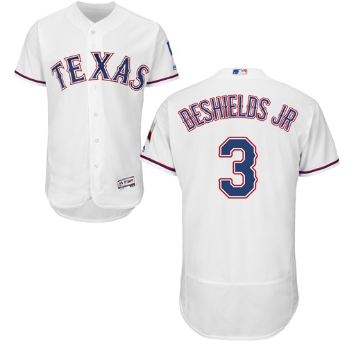 Rangers #3 Delino DeShields Jr. White Flexbase Authentic Collection Stitched Baseball Jersey Rangers #3 Delino DeShields Jr. White Flexbase Authentic Collection Stitched Baseball Jersey