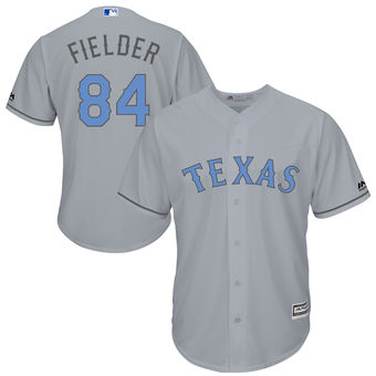 Men's Texas Rangers Prince Fielder Majestic Gray Father's Day Cool Base Replica Jersey Men's Texas Rangers Prince Fielder Majestic Gray Father's Day Cool Base Replica Jersey