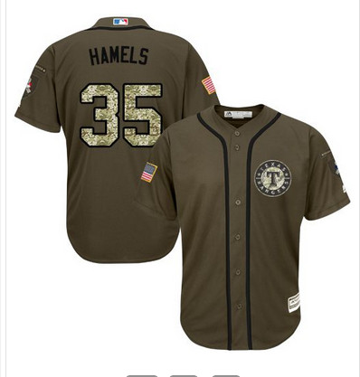 Rangers #35 Cole Hamels Green Salute to Service Stitched MLB Jersey Rangers #35 Cole Hamels Green Salute to Service Stitched MLB Jersey