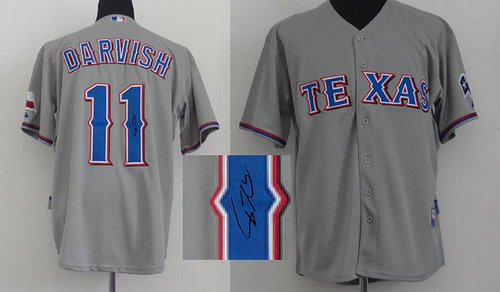 Texas Rangers #11 Yu Darvish grey MLB Jerseys(Signed) Texas Rangers #11 Yu Darvish grey MLB Jerseys(Signed)