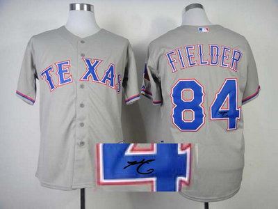 Texas Rangers #84 fielder grey MLB Jerseys(Signed) Texas Rangers #84 fielder grey MLB Jerseys(Signed)