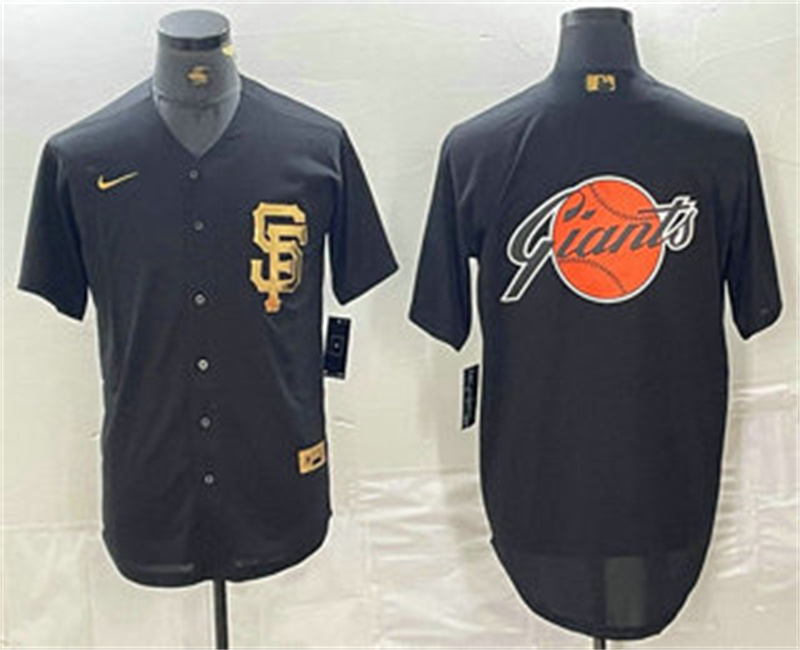Men's San Francisco Giants Team Big Logo Black Gold Cool Base Stitched Baseball Jerseys Men's San Francisco Giants Team Big Logo Black Gold Cool Base Stitched Baseball Jerseys