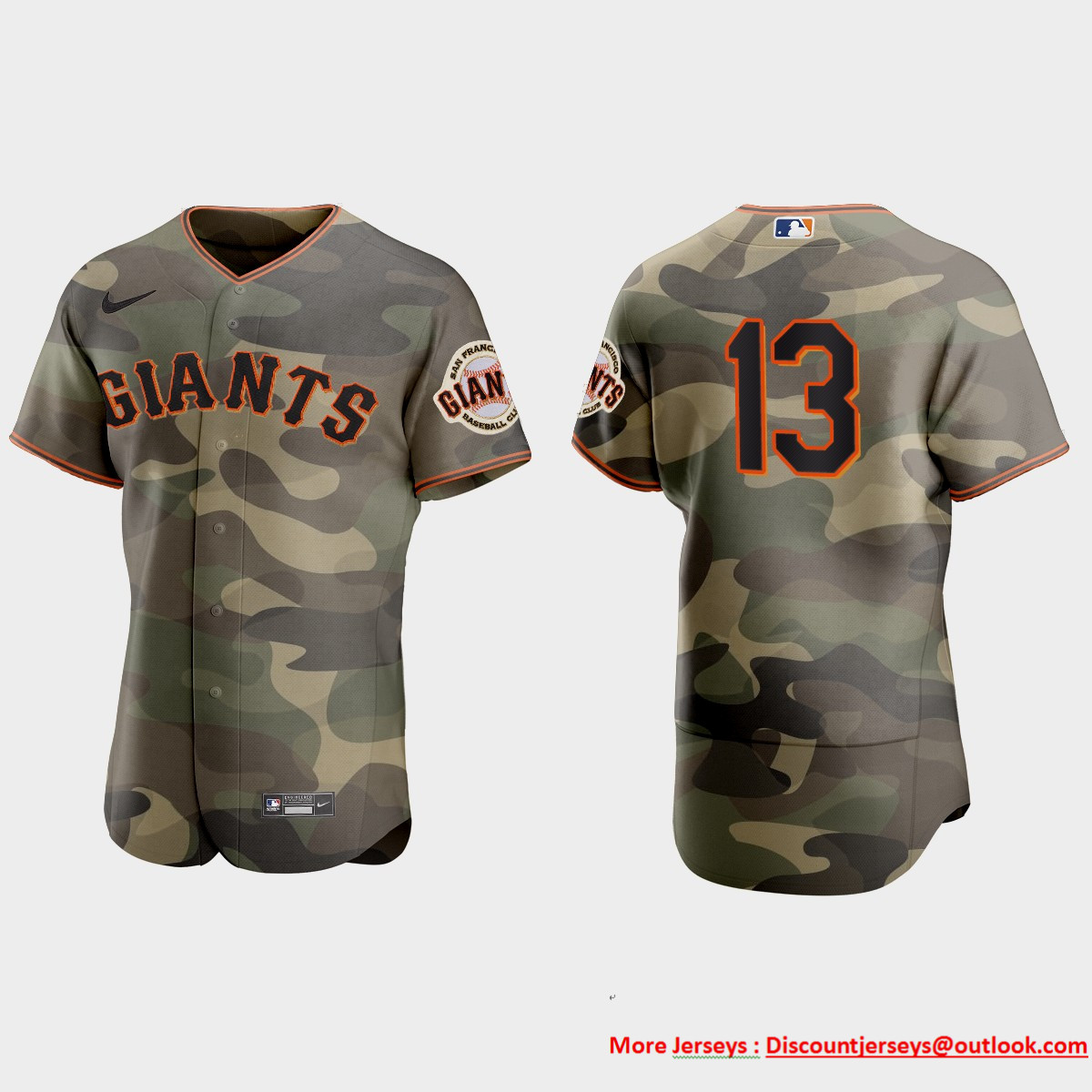 San Francisco Giants #13 Austin Slater Men's Nike 2021 Armed Forces Day Authentic MLB Jersey -Camo