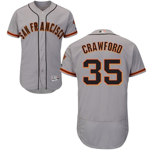 Giants #35 Brandon Crawford Grey Flexbase Authentic Collection Road Stitched MLB Jersey Giants #35 Brandon Crawford Grey Flexbase Authentic Collection Road Stitched MLB Jersey