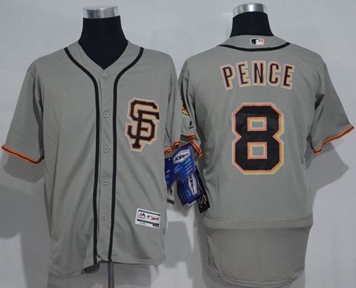 Giants #8 Hunter Pence Grey Flexbase Authentic Collection Road 2 Stitched MLB jerseys Giants #8 Hunter Pence Grey Flexbase Authentic Collection Road 2 Stitched MLB jerseys