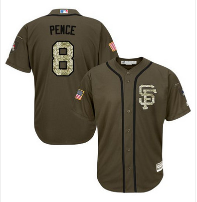 Giants #8 Hunter Pence Green Salute to Service Stitched MLB Jersey