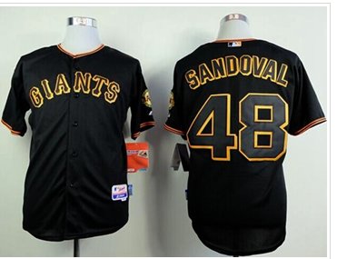 San Francisco Giants #48 Pablo Sandoval Black Baseball Jersey