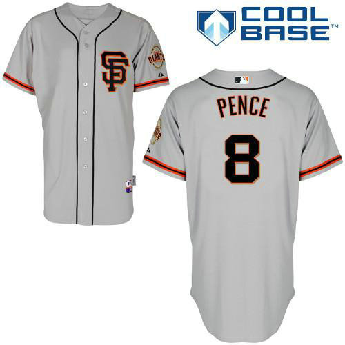 San Francisco Giants #8 Hunter Pence Grey Road 2 Cool Base Stitched Baseball Jersey San Francisco Giants #8 Hunter Pence Grey Road 2 Cool Base Stitched Baseball Jersey