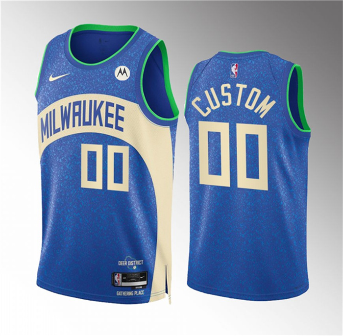 Men's Milwaukee Bucks Active Player Custom 2023 24 Blue City Edition Stitched Basketball Jersey