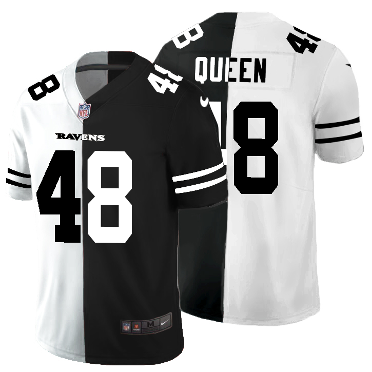 Baltimore Ravens #48 Patrick Queen Men's Black V White Peace Split Nike Vapor Untouchable Limited NFL Jersey