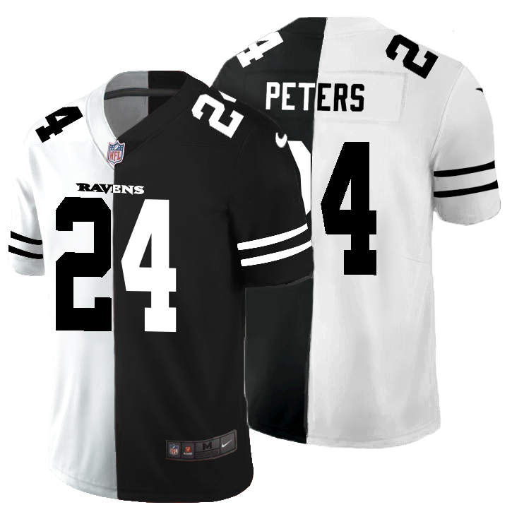 Baltimore Ravens #24 Marcus Peters Men's Black V White Peace Split Nike Vapor Untouchable Limited NFL Jersey Baltimore Ravens #24 Marcus Peters Men's Black V White Peace Split Nike Vapor Untouchable Limited NFL Jersey