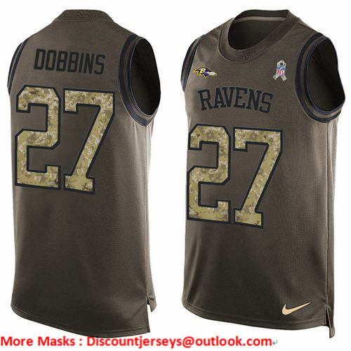 Nike Ravens #27 J.K. Dobbins Green Men's Stitched NFL Limited Salute To Service Tank Top Jersey Nike Ravens #27 J.K. Dobbins Green Men's Stitched NFL Limited Salute To Service Tank Top Jersey