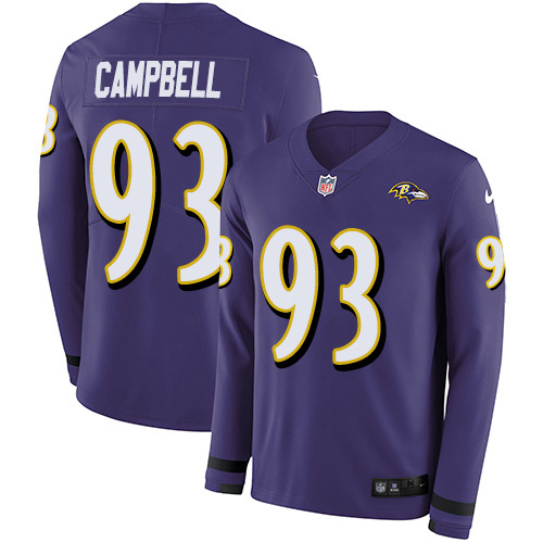 Nike Ravens #93 Calais Campbell Purple Team Color Men's Stitched NFL Limited Therma Long Sleeve Jersey Nike Ravens #93 Calais Campbell Purple Team Color Men's Stitched NFL Limited Therma Long Sleeve Jersey