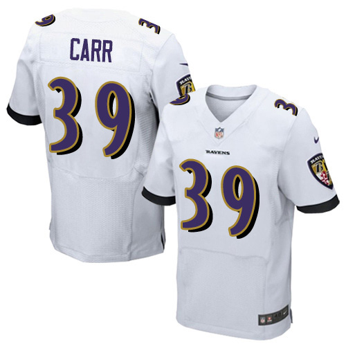 Nike Ravens #39 Brandon Carr White Men's Stitched NFL New Elite Jersey Nike Ravens #39 Brandon Carr White Men's Stitched NFL New Elite Jersey