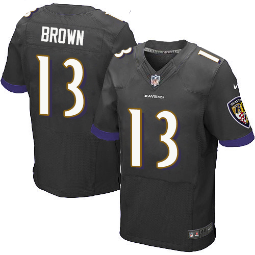 Nike Ravens #13 John Brown Black Alternate Men's Stitched NFL New Elite Jersey Nike Ravens #13 John Brown Black Alternate Men's Stitched NFL New Elite Jersey