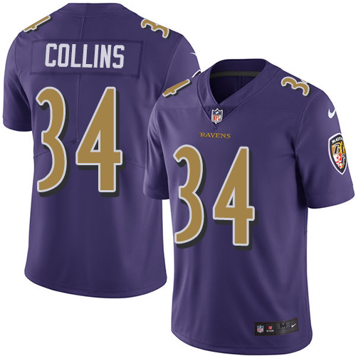 Nike Ravens #34 Alex Collins Purple Men's Stitched NFL Limited Rush Jersey