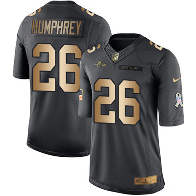 Nike Ravens #26 Marlon Humphrey Black Men's Stitched NFL Limited Gold Salute To Service Jersey