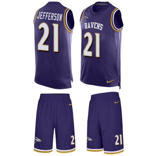 Nike Ravens #21 Tony Jefferson Purple Team Color Men's Stitched NFL Limited Tank Top Suit Jersey